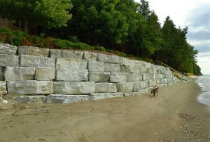 Nebel Construction provides Door County with natural stone wall shoreline protection